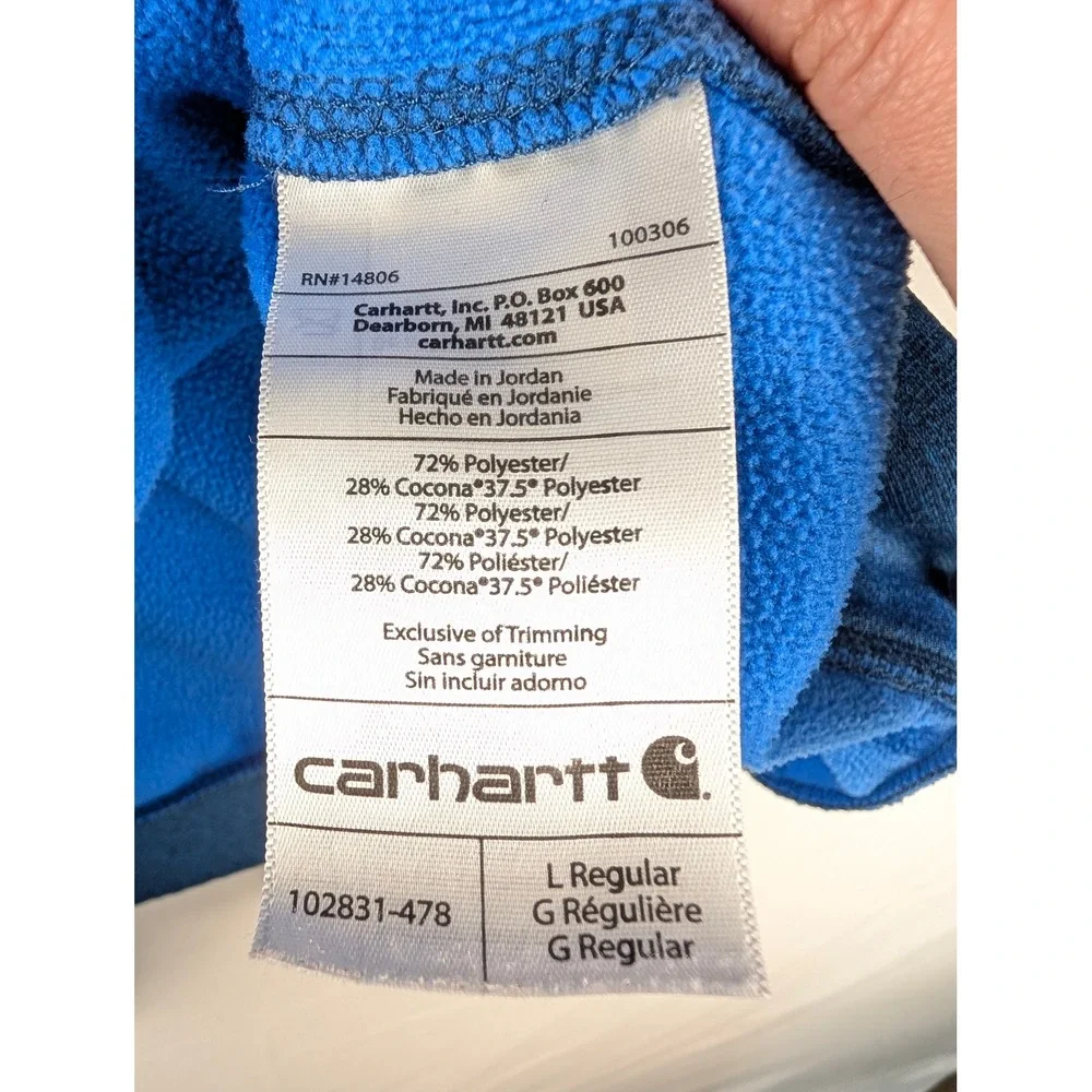 Carhartt Quarter Zip Pullover Mens L Blue Force Extremes 102831-478 Relaxed Fit